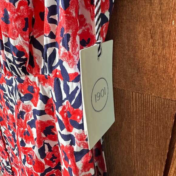 NWT 1901 Women Red & Blue Floral Shirt Dress Fit & Flare in Women's X-Large - Picture 10 of 12